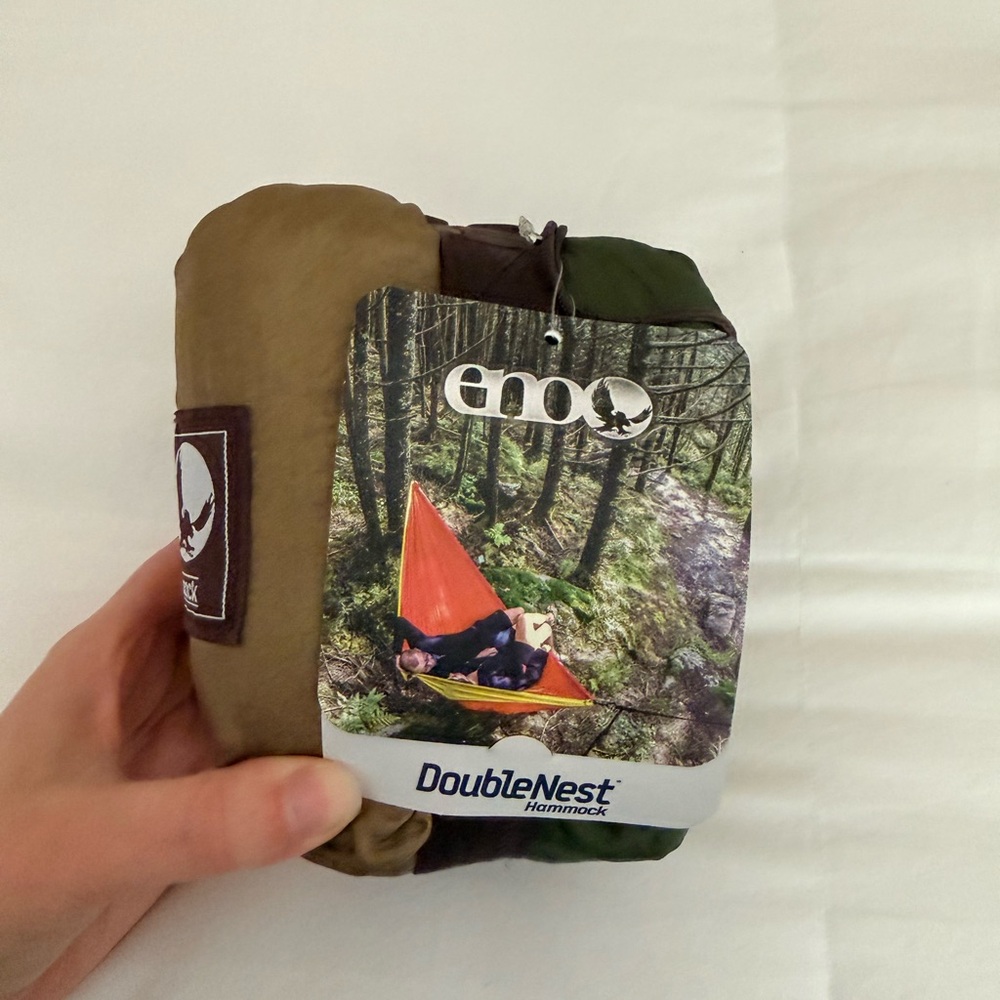 ENO DoubleNest Hammock - Green and Brown